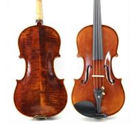 Handcrafted 4/4 Violin Full Size for Beginners - Solid Spruce Acoustic Fiddle Set with Case, Bow, Shoulder Rest - Durable Ebony Fittings Musical Instrument for Students,1/2,Brown
