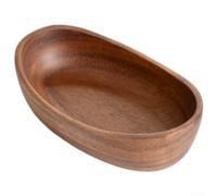 Handcrafted Acacia Wood Boat Shaped Bowl, Solid Wooden Serving Dish