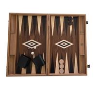 Handcrafted American Walnut Backgammon Set with Side Racks - Elegant Marquetry Design