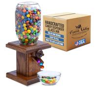 Handcrafted Amish Wooden Candy Dispenser Glass Jar Solid Oak Wood M&M's, Peanuts, Reese's Pieces, Skittles, Jelly Beans, Runts (Sorrel)
