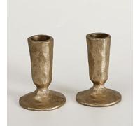 Handcrafted Antique Brass Iron Taper Candle Holders - Set of 2 Elegant Candlesticks for Weddings, Dining, and Parties, Timeless Décor Accent