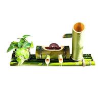 Handcrafted Bamboo Fountain with Water Wheel, Zen Outdoor Decoration for Gardens, Ponds, and Patios
