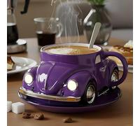 Handcrafted Beetle Shaped Coffee Mug, Imaginative Car Shaped Coffee Mug, Novelty Tea Cup Home Office Decor, Creative Gifts for Beetle Lovers 9 Colors to Choose from(3.45inX4.72in)(Color:Purple)