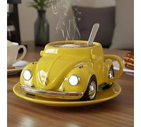 Handcrafted Beetle Shaped Coffee Mug, Imaginative Car Shaped Coffee Mug, Novelty Tea Cup Home Office Decor, Creative Gifts for Beetle Lovers 9 Colors to Choose from(3.45inX4.72in)(Color:Yellow)
