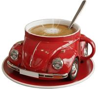 Handcrafted Beetle Shaped Coffee Mug, Imaginative Car Shaped Coffee Mug, Novelty Tea Cup Home Office Decor, Creative Gifts for Beetle Lovers 9 colors to choose from（3.45inX4.72in）(Color:Red)