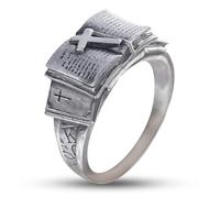 Handcrafted Bible Ring with Cross - A Sacred Companion of Faith, Faith Over Fear Cross Rings for Women, 925 Sterling Silver Bible Verse Christian Ring Inspirational Jewelry Gifts (6)