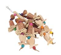 Handcrafted Bird Chewing Toy with Brightly Colored Beads, Nutritional Bite Toy for Anxiety Relief, Logs Corn Cobs