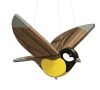 Handcrafted Bird Decor, Moving Wings Ornament, Versatile with Dynamic Feature, Painted Wood Material, Artistic Window Accessory with Sturdy Design, Wall Tool for Yard and Garden
