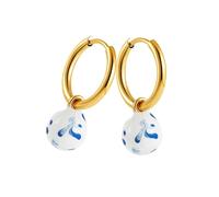 Handcrafted Blue and White Ceramic Ear Cuff Smooth Glazed Surfaces Earring for Sensitive Ears Professional Occasions Blue and White Porcelain Ear Clips