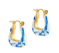 Handcrafted Blue and White Ceramic Ear Cuff Smooth Glazed Surfaces Earring for Sensitive Ears Professional Occasions Blue and White Porcelain Ear Clips