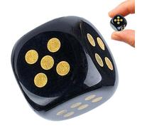 Handcrafted Board Game Stone Dice, Decorative Polyhedral Counter, 0.59 Inch Playing Cube With Velvet Pouch, Natural Quartz Hand Carved Sphere Having Smooth Face, Tabletop Gem Ornament for Family Club