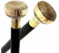 Handcrafted Brass Head Cane - Elegant Wooden Shaft Walking Stick for Gentlemen