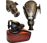 Handcrafted Brass Monocular with Leather Case - Antique Style Pocket Telescope, Nautical Magnifier, Maritime Collectible, Steampunk Gift for Men, Vintage Desk Decor
