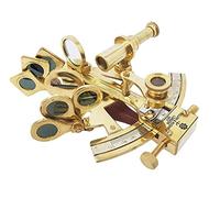 "Handcrafted Brass Nautical Sextant, Engraved Kelvin & Hughes London Maritime Sextant Instrument, Premium Vintage Steampunk Decorative Gift for Men & Explorers"