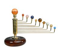 Handcrafted Brass Orrery Planetarium Model with Gemstone Planets Solar System Desk Decor, Astronomy Science Display for Home & Office