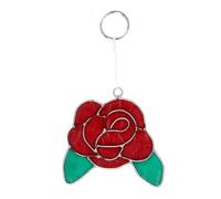 Handcrafted British Flora Inspired Red Rose Suncatcher - Bali Artisan Glass - Something Different Wholesale - UK Floral Window Decor