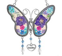 Handcrafted Butterfly Metal Wind Chime for Garden Hanging Pendant with Calming Melodious Sound and Weatherproof Build (Grandmother)