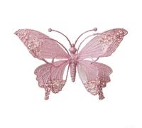 Handcrafted Butterfly Pendant With Clip for Seasonal Decor Floral Style Ornament for Weddings Birthdays and Event Decoration (pink)