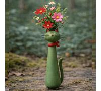 Handcrafted Cat Vase, Quirky Cat Flower Vase, Whimsical Kitty Planter for Small Flowers, Boho Desk, Shelf & Bookshelf Decor, Unique Gift for Cat Lovers