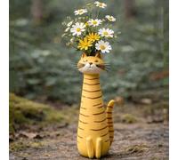 Handcrafted Cat Vase, Quirky Cat Flower Vase, Whimsical Kitty Planter for Small Flowers, Boho Desk, Shelf & Bookshelf Decor, Unique Gift for Cat Lovers