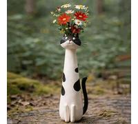 Handcrafted Cat Vase, Quirky Cat Flower Vase, Whimsical Kitty Planter for Small Flowers, Boho Desk, Shelf & Bookshelf Decor, Unique Gift for Cat Lovers