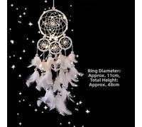 Handcrafted Catching Net Wind Chimes with Real Feathers and Pearls, Decorative Item for Bedroom, Living Room, or Outdoor Use (G(without light))