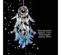 Handcrafted Catching Net Wind Chimes with Real Feathers and Pearls, Decorative Item for Bedroom, Living Room, or Outdoor Use (H(without light))