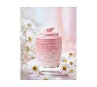 Handcrafted Ceramic Cremation Urn for Human Ashes Adult Small Butterfly Memorial Urn (Petal Pink)