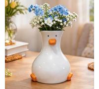 Handcrafted Ceramic Duck Vase, Tiny Funny Unique Modern Flower Vase | Ceramic Duck Vase for Dining Table Centerpiece, Coffee Table, Bathroom, Kitchen, Cute Duck Home Decor & Gift