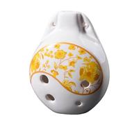 Handcrafted Ceramic Ocarina Altos C Tuning Smooth Ergonomics Golden Symbol Traditional Wind Instrument with Woven StraCeramic Wind Instrument Decorative Ornament