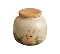 Handcrafted Ceramic Pet Urn for Rabbit - Bamboo Lid, Elegant Memorial Keepsake for Bunny Ashes