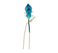 Handcrafted Chinese Blue Velvet Flower Hairpin Intangible Cultural Heritage Hanfu Headpiece Enamel Flower Hairpin with Pearl Accents Classic with Hair Ornament Elegant Updo