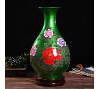 Handcrafted Chinese Porcelain Vase, Red Peony Ceramic Flower Vase Decor