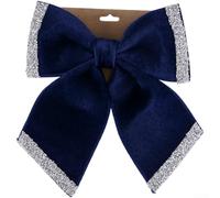 Handcrafted Christmas Bow Ornament Made From Cloth And Plastic To Enhance Tree Decoration And Create Festive Holiday Atmosphere(Blue)