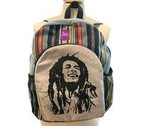 Handcrafted Cotton & Hemp Rucksack | Durable and Eco-Friendly | Adjustable Straps, Front Zipped Pockets | Perfect for Light Travel & Daily Use | Versatile Bob Marley Backpack with Padded Back Support