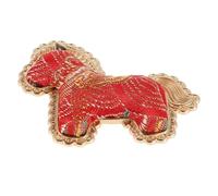 Handcrafted Crimson Equine Brooch with Copper and Polyester