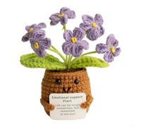 Handcrafted Crochet Sunflower Doll for Emotional For Support and Therapy with Plush Texture and Display Stand (purple)