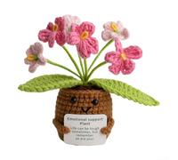 Handcrafted Crochet Sunflower Doll for Emotional For Support and Therapy with Plush Texture and Display Stand (Gradient Pink)