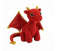 Handcrafted Crocheted Dragon, Red, 10cm