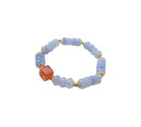 Handcrafted Crystal Bead Bracelet Layered Stretch Bracelet Light Amethyst Quartz + Agate Accessories Butterfly Cherry Pendant Traditional Chinese Style Jewellery Gift,3