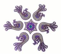 Handcrafted Decorative Diwali Rangoli Set - Multicolor Jewel Stone/Kundan Decorations on Purple Acrylic Base - 7 Piece Set - for Home Décor by Indian Collectible
