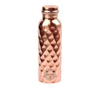 Handcrafted Diamond Engrave 100% Pure Copper Water Bottle | 34 Oz 1 Liter Extra Large | Ayurvedic for Drinking Water | Travel Take Out Yoga Ayurveda Health | Leak Proof Vessel | Diamond Design