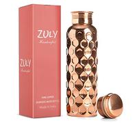 Handcrafted Diamond Engrave 100% Pure Copper Water Bottle | 34 Oz 1 Liter Extra Large | Ayurvedic for Drinking Water | Travel Take Out Yoga Ayurveda Health | Leak Proof Vessel | Diamond Design