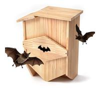 Handcrafted Double Chamber Bat House - Natural Solid Wood Outdoor Bat Shelter, Pre-Drilled & Includes Mounting Kit - Mounts on Tree, Wall or Pole, Easy to Assemble