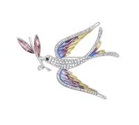 Handcrafted Drop Oil Swallow Brooch Adorned With Sparkling Rhinestones Suitable For Casual Or Formal Outfits Glossy Bird Accessory For Women