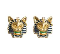 Handcrafted Egyptian Pharaohs Inspired Earrings Vintage Pharaohs Enameled Dripping Ear Studs Gold Plated Ear Accessories Fashion Jewelry