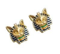 Handcrafted Egyptian Pharaohs Inspired Earrings Vintage Pharaohs Enameled Dripping Ear Studs Gold Plated Ear Accessories Party Earrings