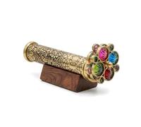 Handcrafted Etched Floral Pattern Lacquered Brass Kaleidoscope Includes Two Separate Turning Wheels-A Unique Gift to My Son, Grandson, Daughter. (6.5"x1")