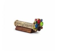 Handcrafted Etched Floral Pattern Lacquered Brass Kaleidoscope Includes Two Separate Turning Wheels-Unique Gift Ideas for Someone Special. (7"x1.25")