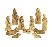 Handcrafted Faceless Nativity Figurines from The Holy Land - 12 Piece Indoor Nativity Set for Seasonal Home Decor - Jesus Mary & Joseph Nativity Decor - Bethlehem Christmas Nativity Set for Gifting